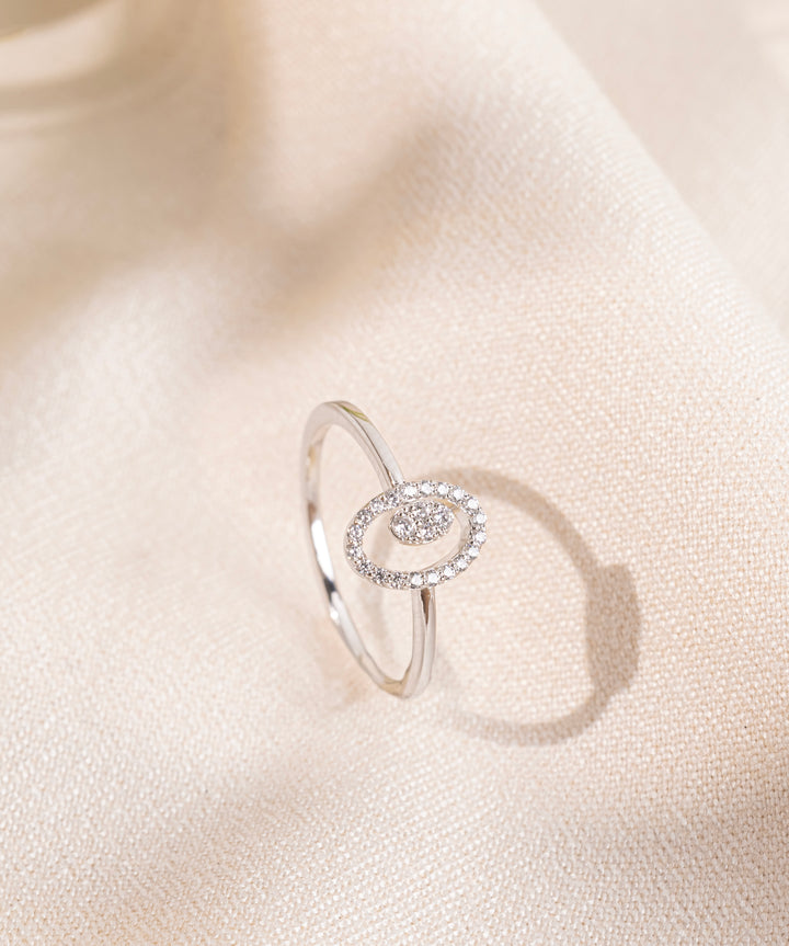 Oval Halo Silver Ring