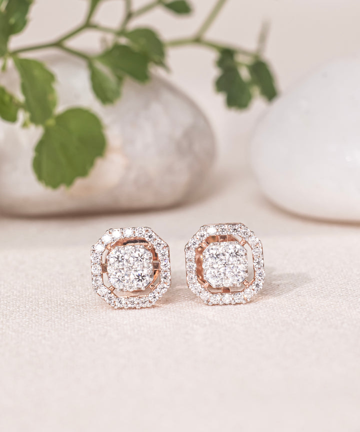 Elvaria Cushion Halo Stud Earrings