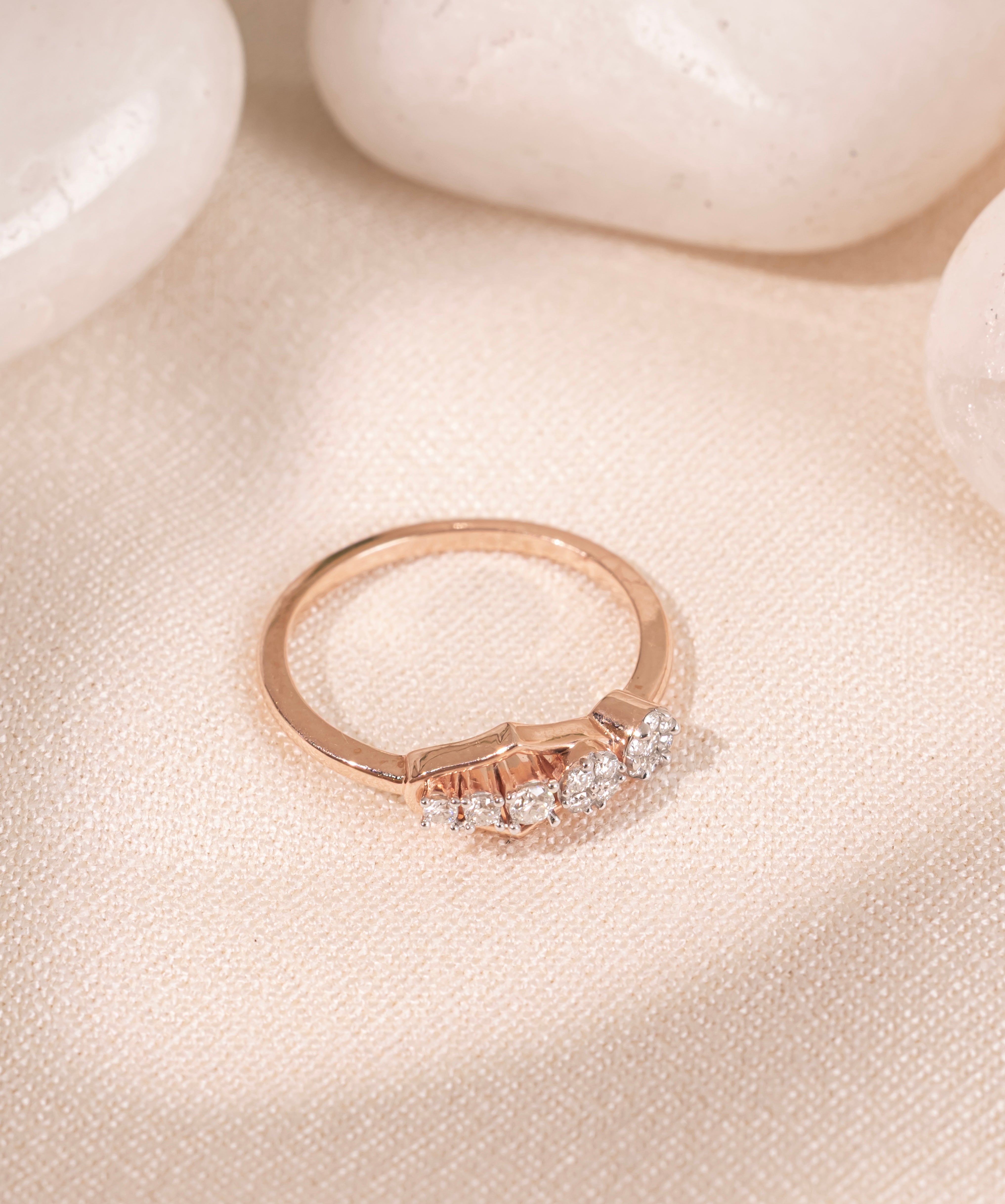 Starlight Cascade Rose Gold Ring