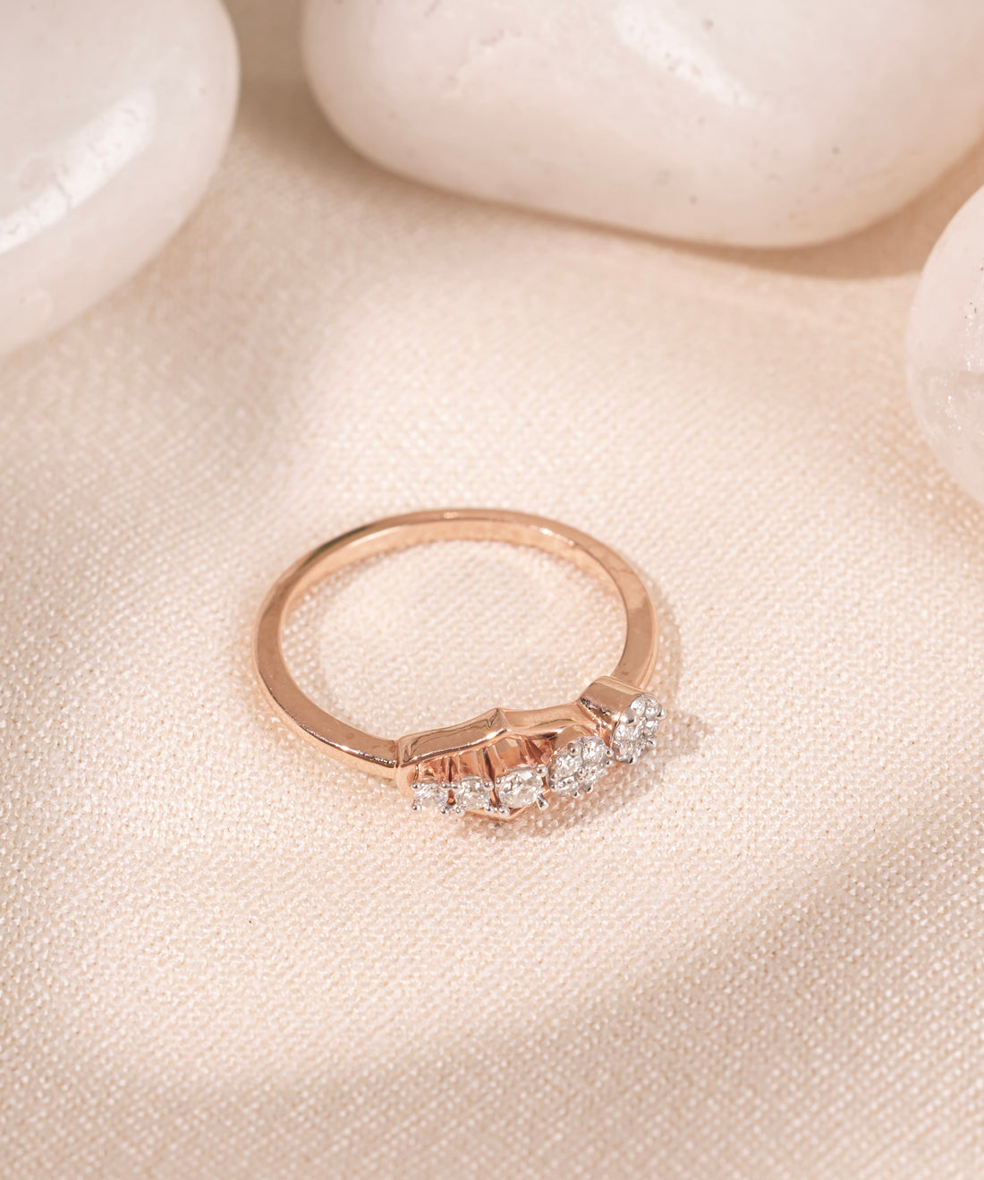 Starlight Cascade Rose Gold Ring