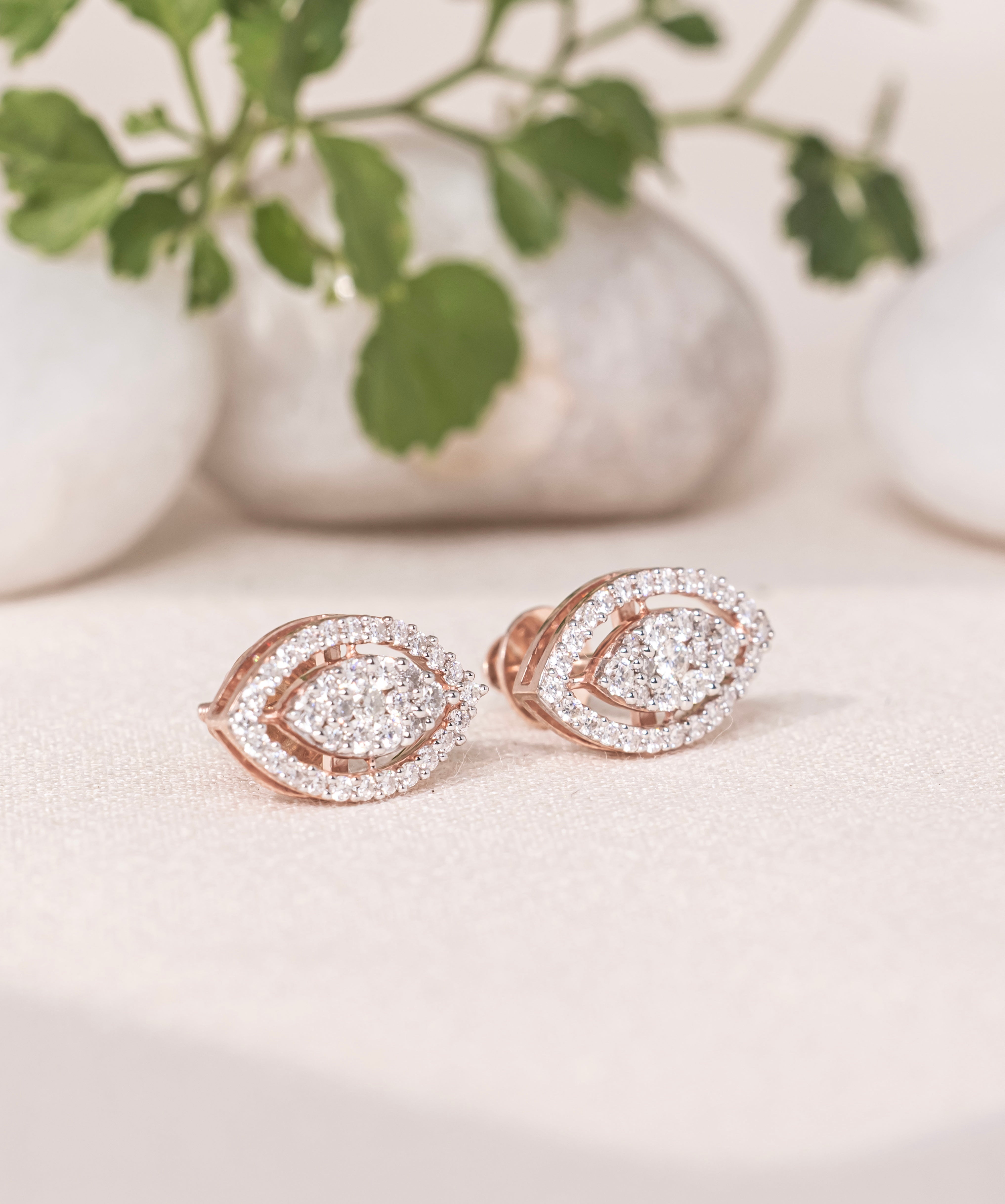 Aurevyn Marquise Halo Stud Earrings