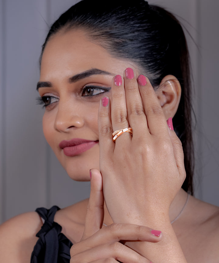 Aurora Cross-Band Pearl Ring