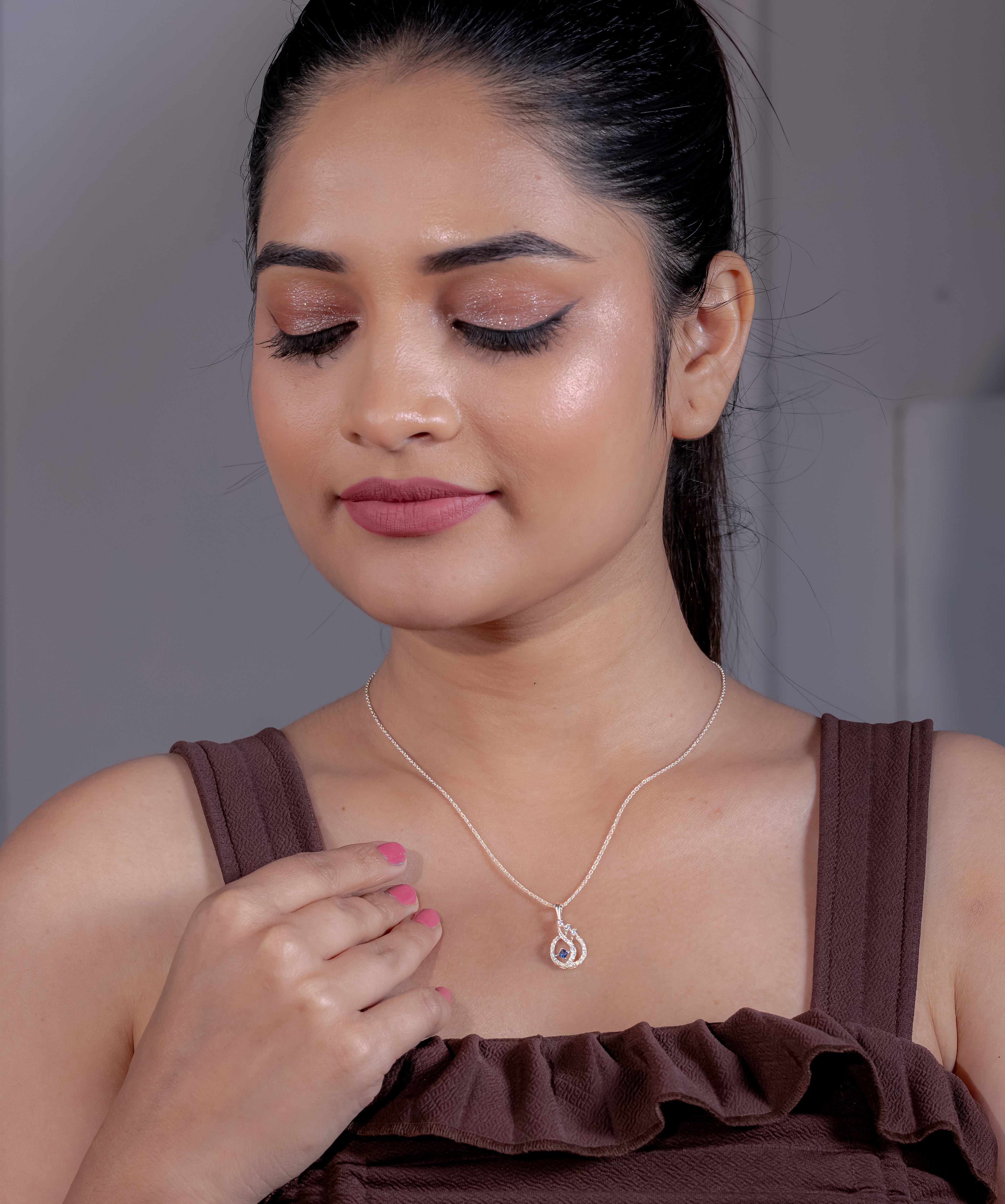 Celestial Orbit Sapphire-Tone Pendant