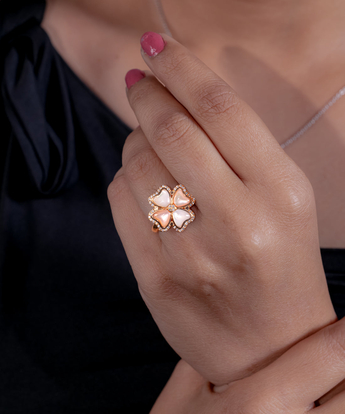 Luminous Clover Bloom Ring
