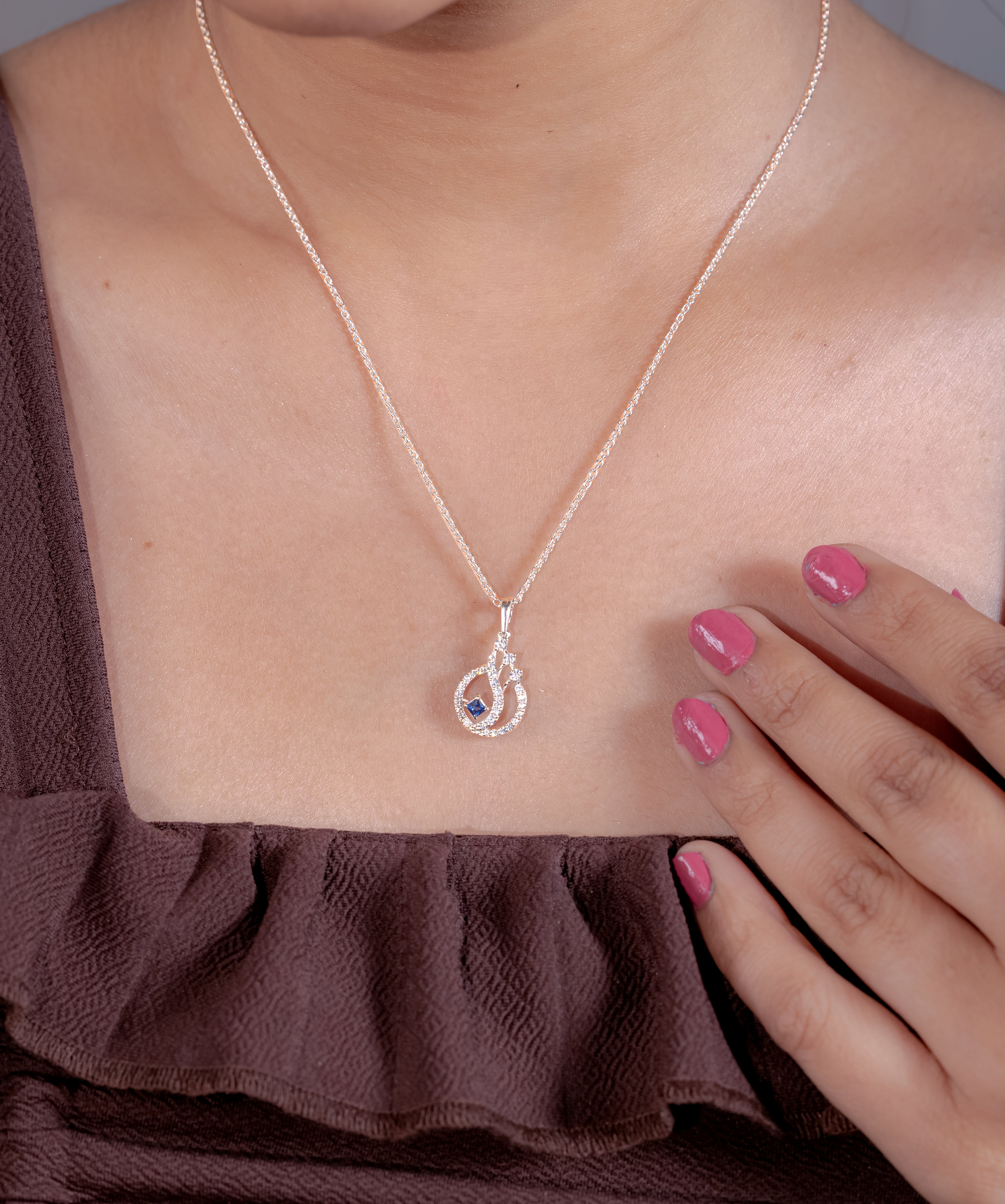 Celestial Orbit Sapphire-Tone Pendant