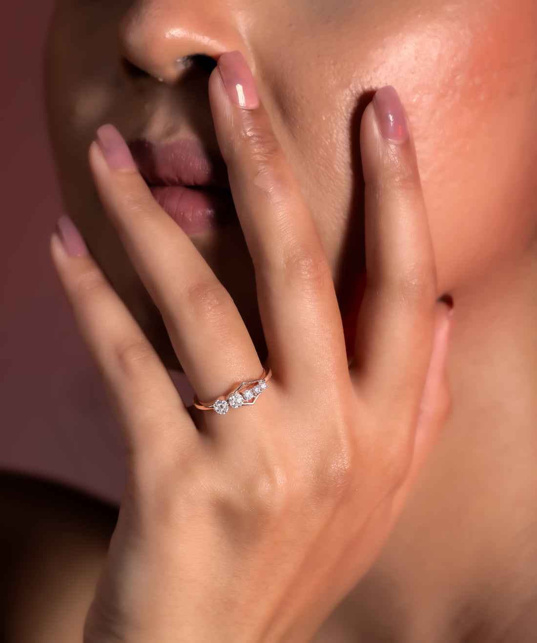 Starlight Cascade Rose Gold Ring