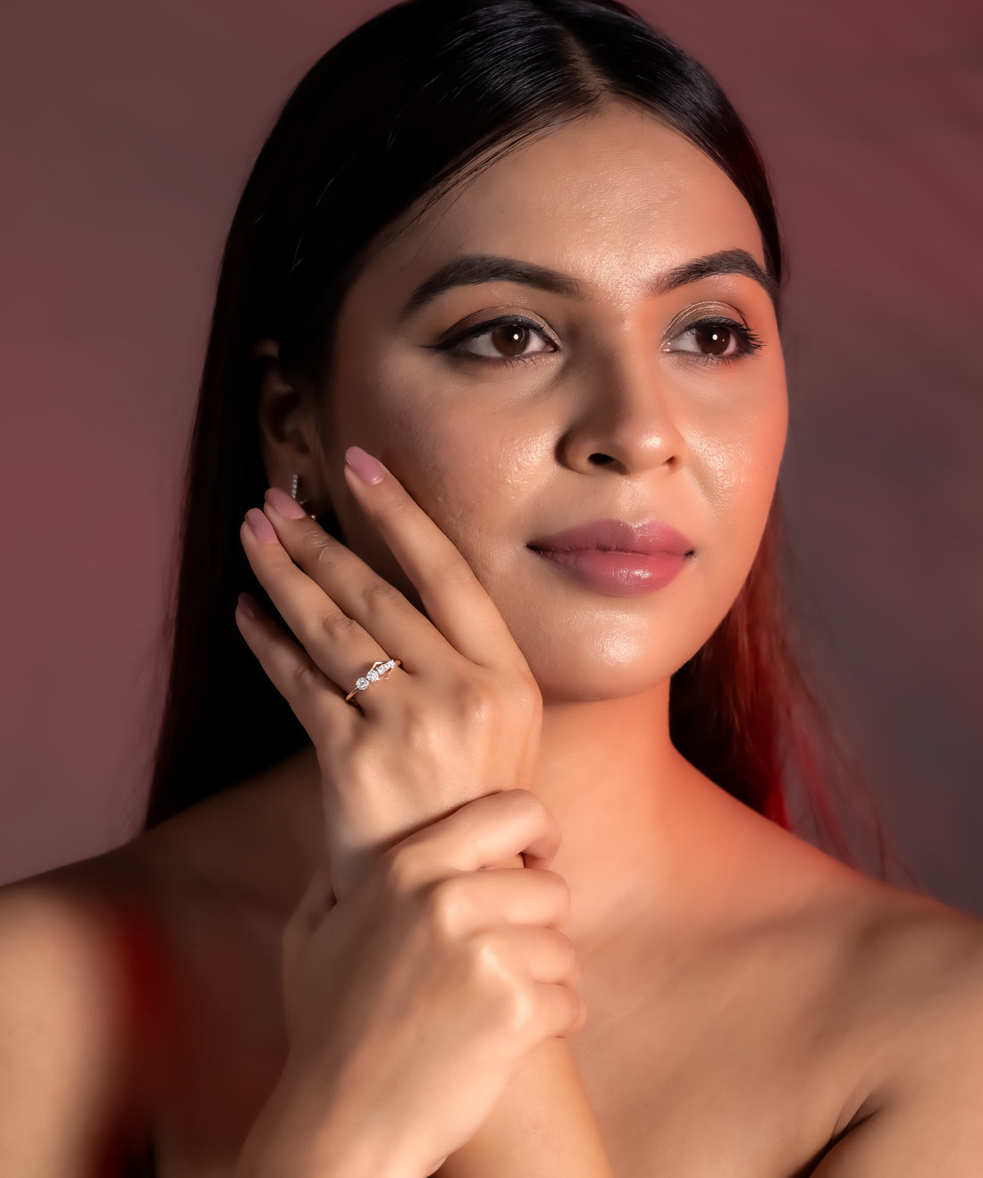 Starlight Cascade Rose Gold Ring