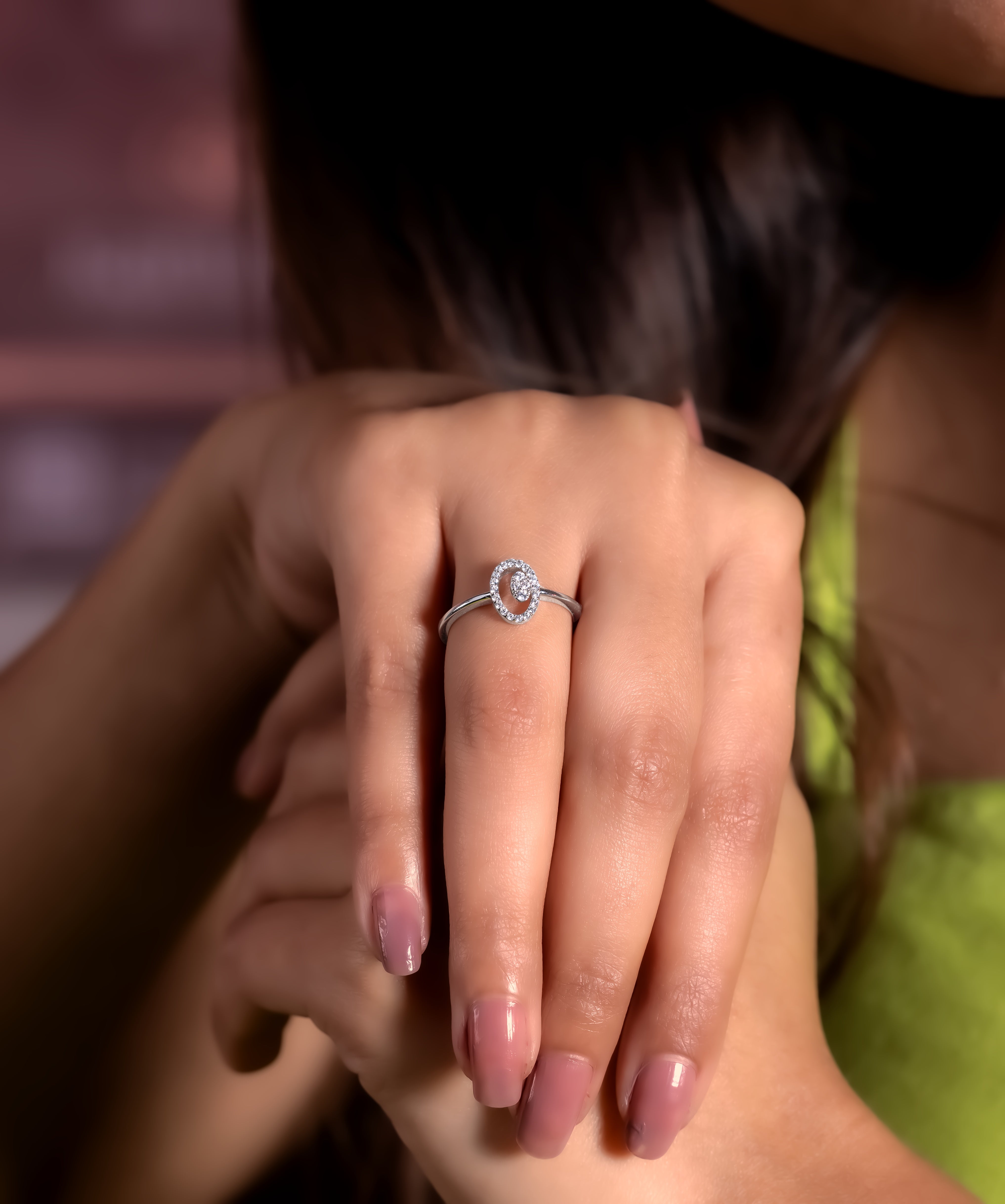 Oval Halo Silver Ring