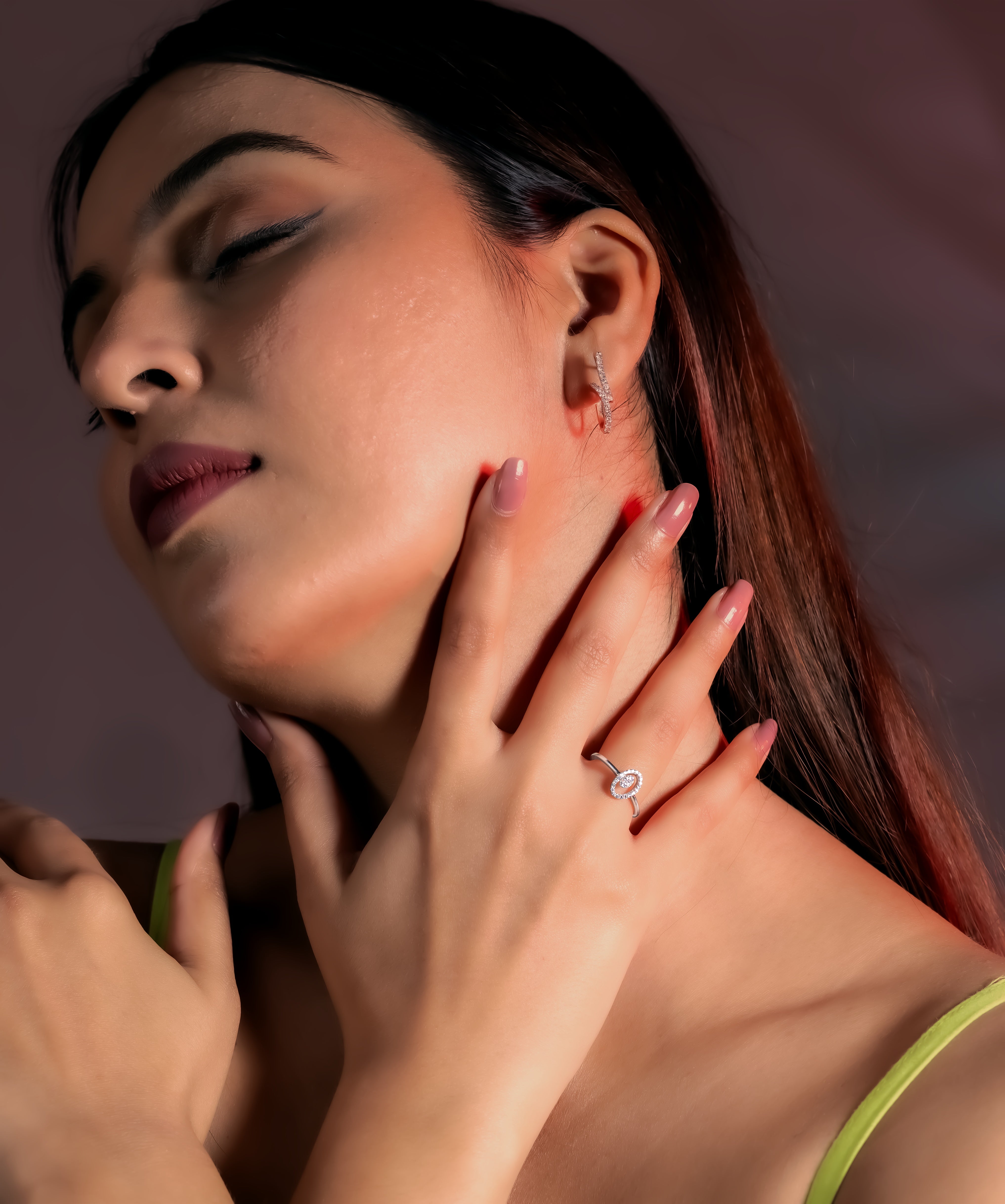 Oval Halo Silver Ring