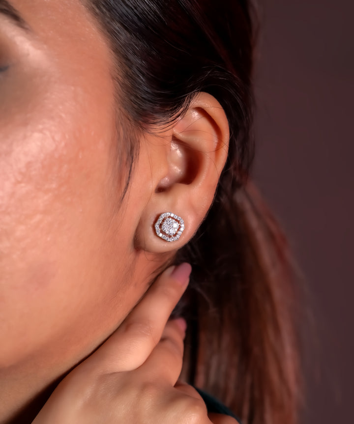 Elvaria Cushion Halo Stud Earrings