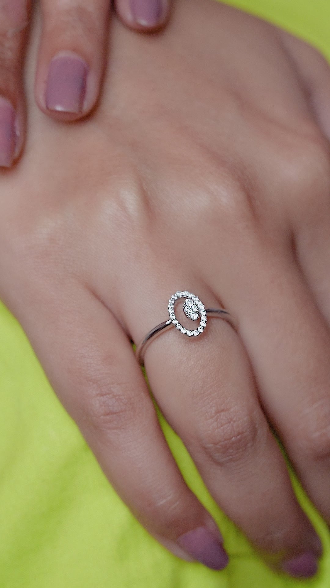 Oval Halo Silver Ring