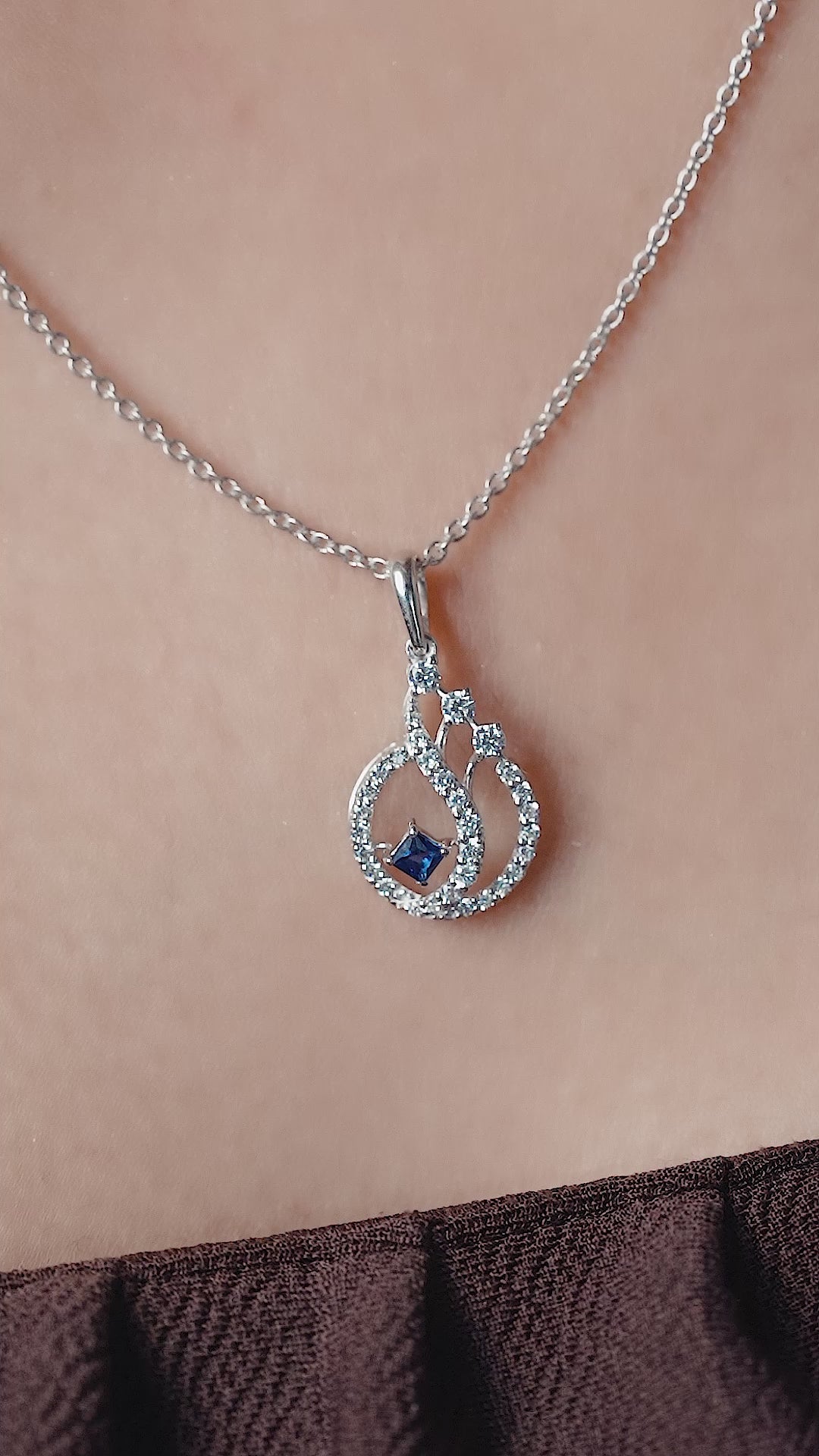 Celestial Orbit Sapphire-Tone Pendant