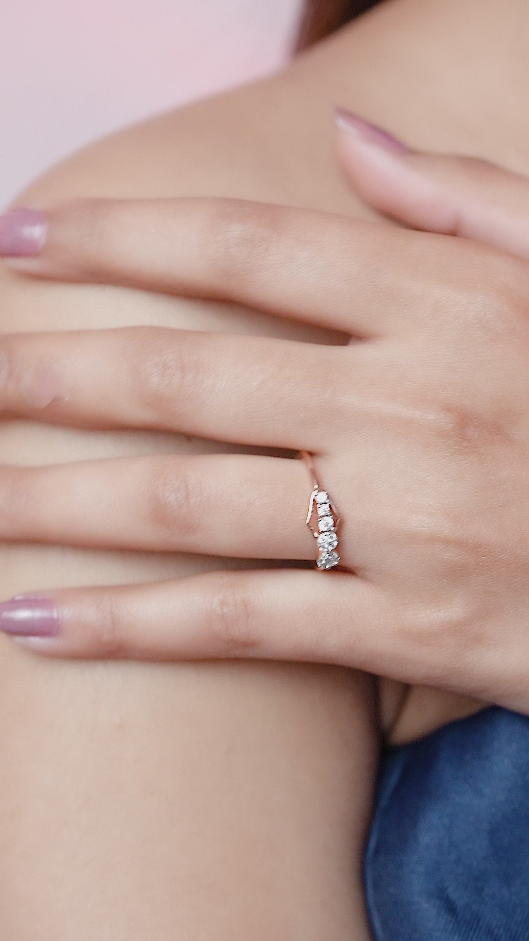Starlight Cascade Rose Gold Ring