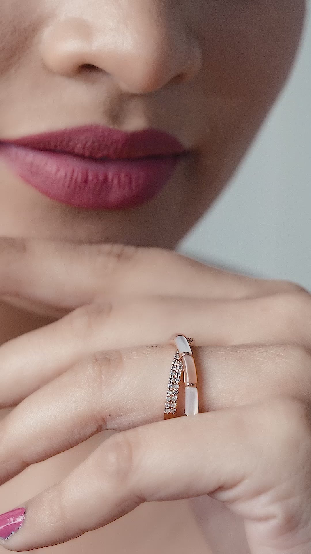 Aurora Cross-Band Pearl Ring