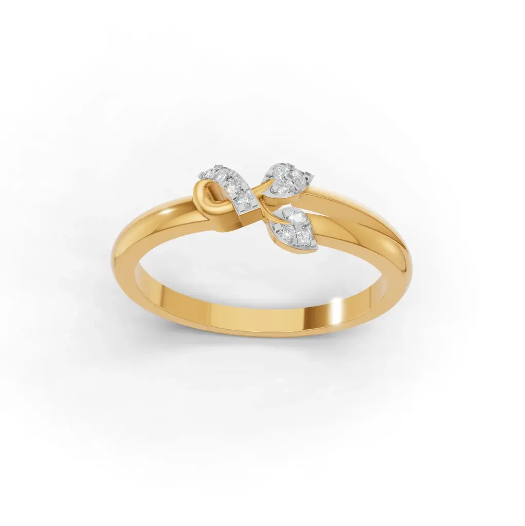Double Leaves Diamond Ring