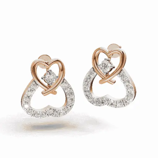 [K-ER-030] Huskin Knotted Heart Diamond Stud
