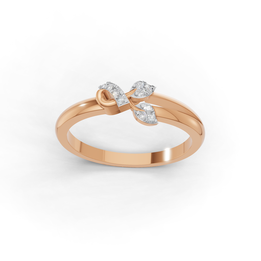 [K-LR-107] Double Leaves Diamond Ring